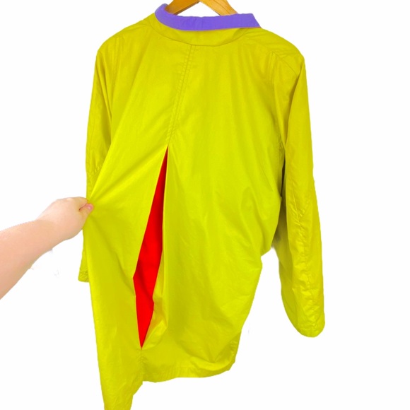 Foxrun Vintage 90s Funky Colorblock Neon Oversized Mid Length Windbreaker Jacket - Picture 3 of 12